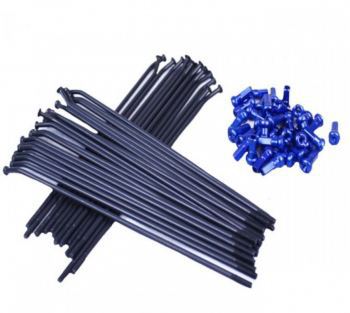 Black Bulldog spokes blue nippels Black Bulldog spokes blue nippels