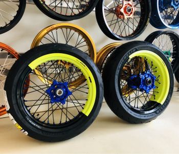 Husqvarna 701 Supermoto wheels dual color Excel neon yellow/black