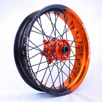 Supermoto wheels dual color orange black fade Smporo platinum